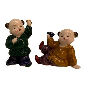 Vintage Takahashi Asian Children Salt And Pepper Shakers Porcelain Chinese Japan
